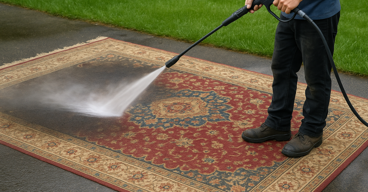 Can you power wash a rug